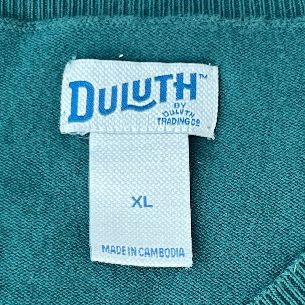 Duluth Trading Co V-Neck Sweater Womens XL Green Excellent Long Sleeve Cotton